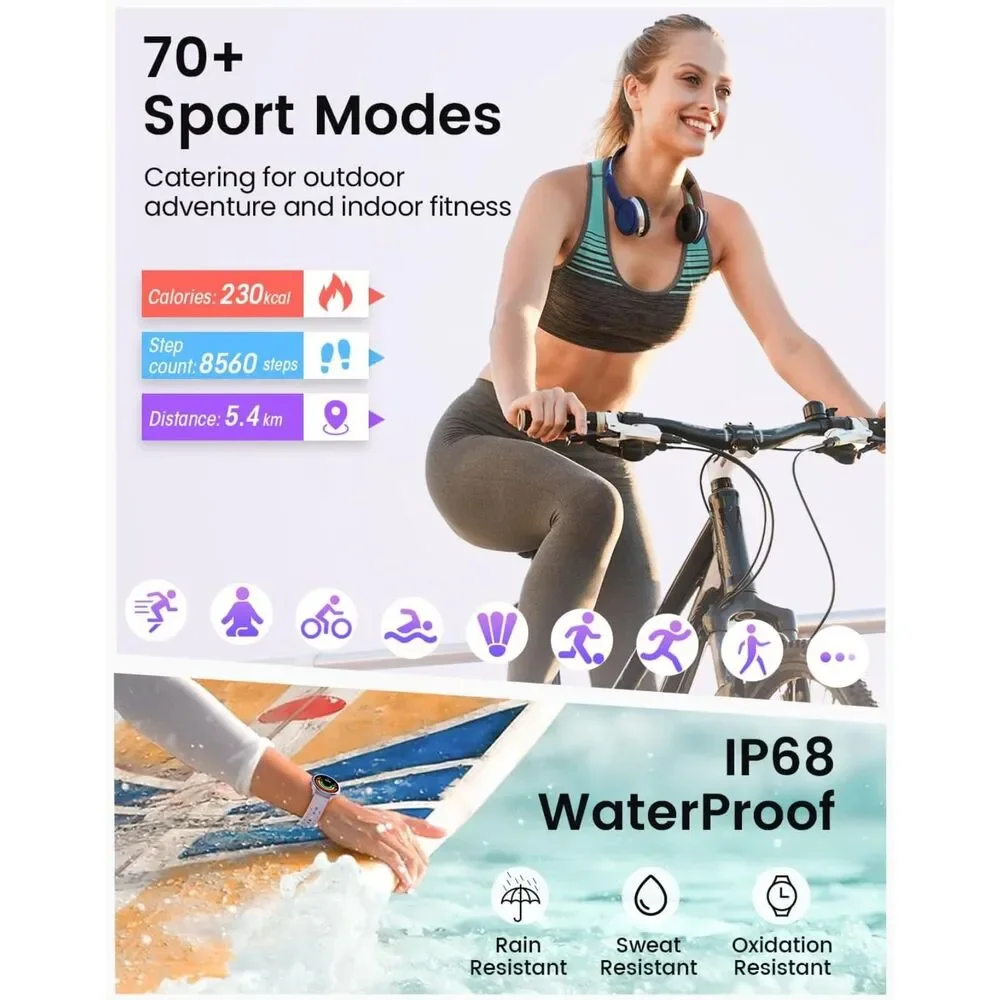 Smart Watches for iPhone/Android,1.27'' AMOLED Screen Fitness Tracker